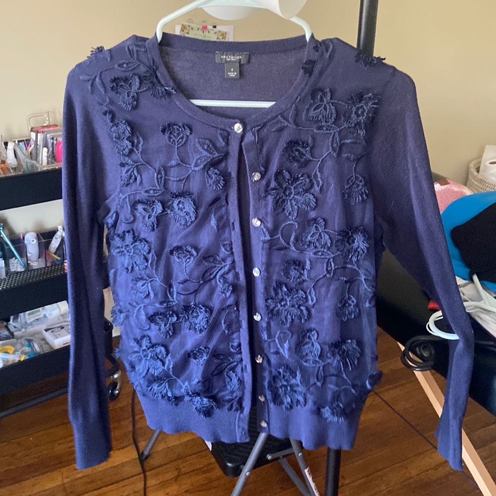 Navy blue Ann Taylor dressy cardigan